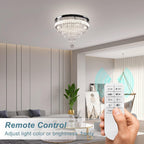 22" Dimmable Square Crystal Ceiling Light LED Flush