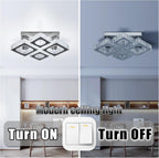 22" Dimmable Square Crystal Ceiling Light LED Flush