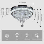 22" Dimmable Square Crystal Ceiling Light LED Flush
