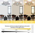22" Dimmable Square Crystal Ceiling Light LED Flush