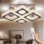 22" Dimmable Square Crystal Ceiling Light LED Flush