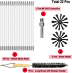 22 Pcs Chimney Cleaning Brush Set Duct Vent
