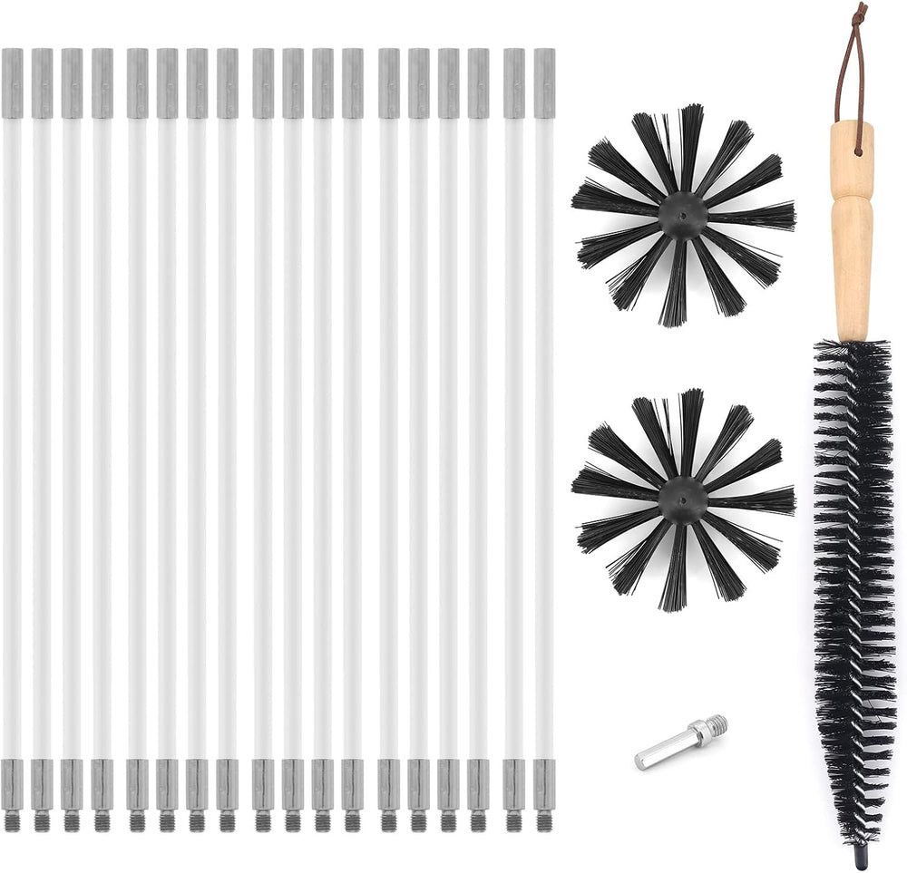 22 Pcs Chimney Cleaning Brush Set Duct Vent