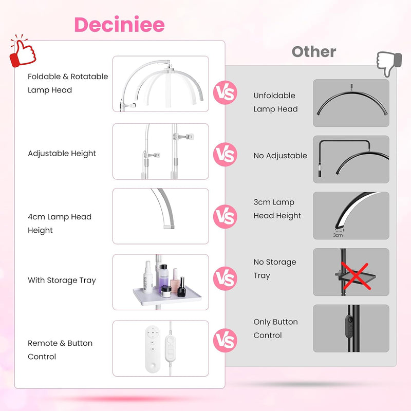 Half Moon Lash Light:22in Foldable Floor Lamp