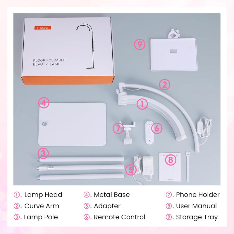 Half Moon Lash Light:22in Foldable Floor Lamp