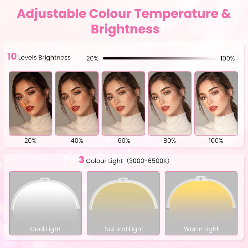Half Moon Lash Light:22in Foldable Floor Lamp