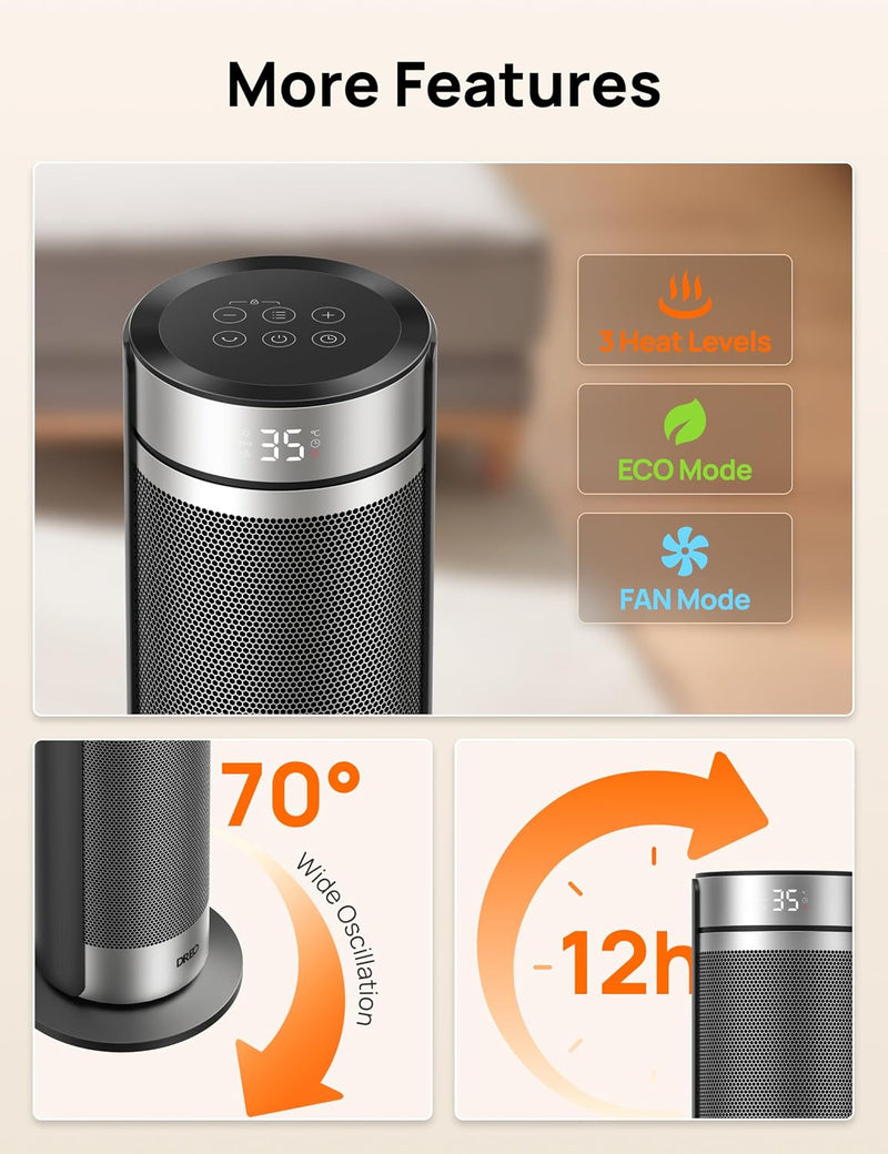 23 Inch Space Heater 2000W Silent Electric Heaters