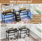 236CM Double Desk with Charging Station LED Drawers