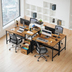 236CM Double Desk with Charging Station LED Drawers