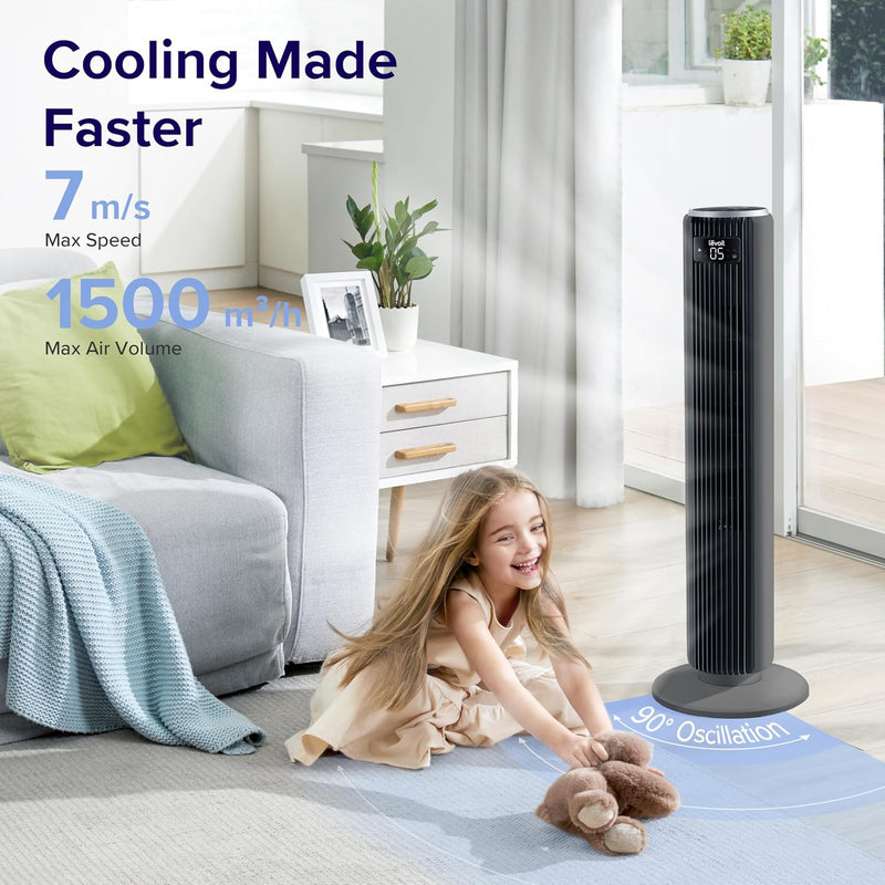 23db Silent Tower Fan Bladeless for Bedroom Energy