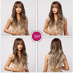 24" Synthetic Natural Long Wave Wigs with Neat