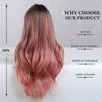 24" Synthetic Natural Long Wave Wigs with Neat