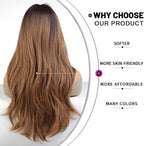 24" Synthetic Natural Long Wave Wigs with Neat