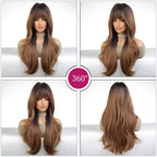 24" Synthetic Natural Long Wave Wigs with Neat