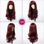 24" Synthetic Natural Long Wave Wigs with Neat