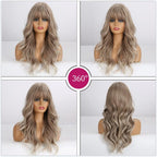 24" Synthetic Natural Long Wave Wigs with Neat