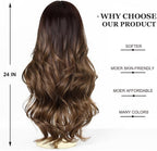 24" Synthetic Natural Long Wave Wigs with Neat