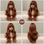 24" Synthetic Natural Long Wave Wigs with Neat