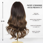 24" Synthetic Natural Long Wave Wigs with Neat