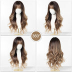 24" Synthetic Natural Long Wave Wigs with Neat