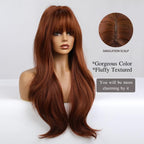24" Synthetic Natural Long Wave Wigs with Neat