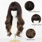 24" Synthetic Natural Long Wave Wigs with Neat