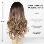 24" Synthetic Natural Long Wave Wigs with Neat