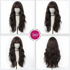 24" Synthetic Natural Long Wave Wigs with Neat