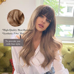 24" Synthetic Natural Long Wave Wigs with Neat