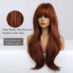 24" Synthetic Natural Long Wave Wigs with Neat