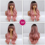 24" Synthetic Natural Long Wave Wigs with Neat