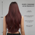 24" Synthetic Natural Long Wave Wigs with Neat