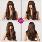 24" Synthetic Natural Long Wave Wigs with Neat