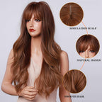 24" Synthetic Natural Long Wave Wigs with Neat