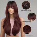 24" Synthetic Natural Long Wave Wigs with Neat