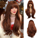 24" Synthetic Natural Long Wave Wigs with Neat