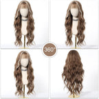 24" Synthetic Natural Long Wave Wigs with Neat