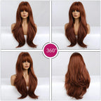 24" Synthetic Natural Long Wave Wigs with Neat