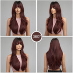 24" Synthetic Natural Long Wave Wigs with Neat