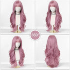 24" Synthetic Natural Long Wave Wigs with Neat