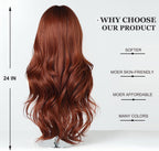 24" Synthetic Natural Long Wave Wigs with Neat