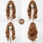24" Synthetic Natural Long Wave Wigs with Neat