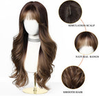 24" Synthetic Natural Long Wave Wigs with Neat