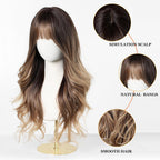 24" Synthetic Natural Long Wave Wigs with Neat
