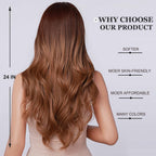 24" Synthetic Natural Long Wave Wigs with Neat