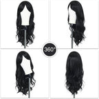 24" Synthetic Natural Long Wave Wigs with Neat