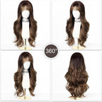 24" Synthetic Natural Long Wave Wigs with Neat