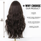 24" Synthetic Natural Long Wave Wigs with Neat