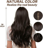 24" Synthetic Natural Long Wave Wigs with Neat