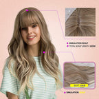 24" Synthetic Natural Long Wave Wigs with Neat